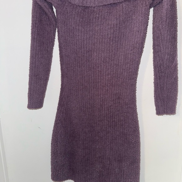 wild fable purple fuzzy knit off the shoulder dress - Picture 5 of 5